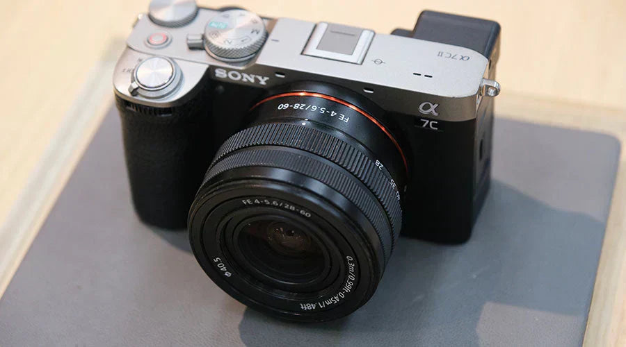 Mirrorless digital camera displayed for resale evaluation at PayMore Snellville