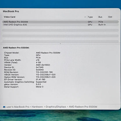 2019 Apple MacBook Pro 16" i9 2.3GHz 64GB RAM 1TB SSD Silver A2141