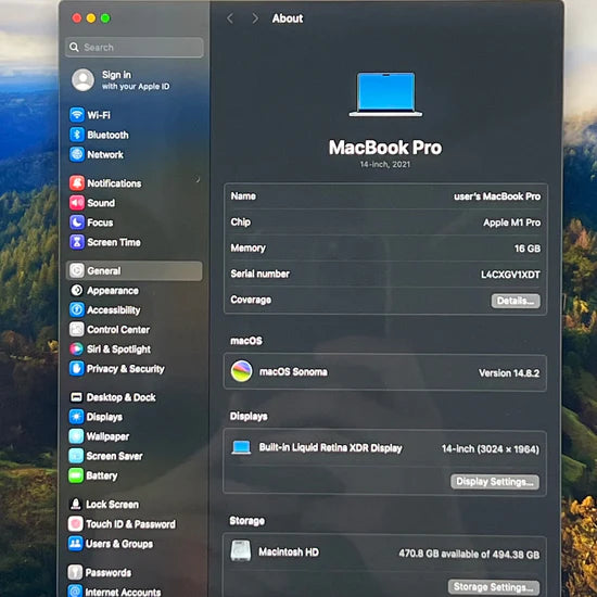 2021 Apple MacBook Pro 14" M1 Pro 14C GPU 3.2GHz 16GB RAM 512GB SSD MKGR3LL/A