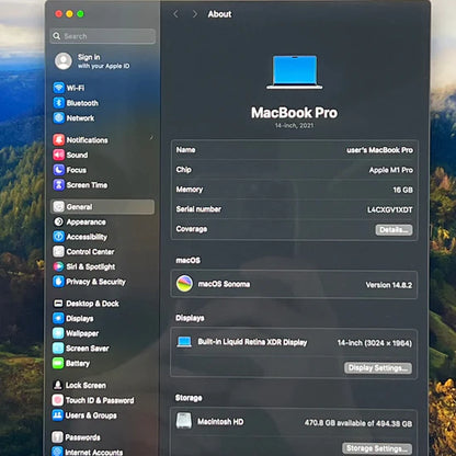 2021 Apple MacBook Pro 14" M1 Pro 14C GPU 3.2GHz 16GB RAM 512GB SSD MKGR3LL/A