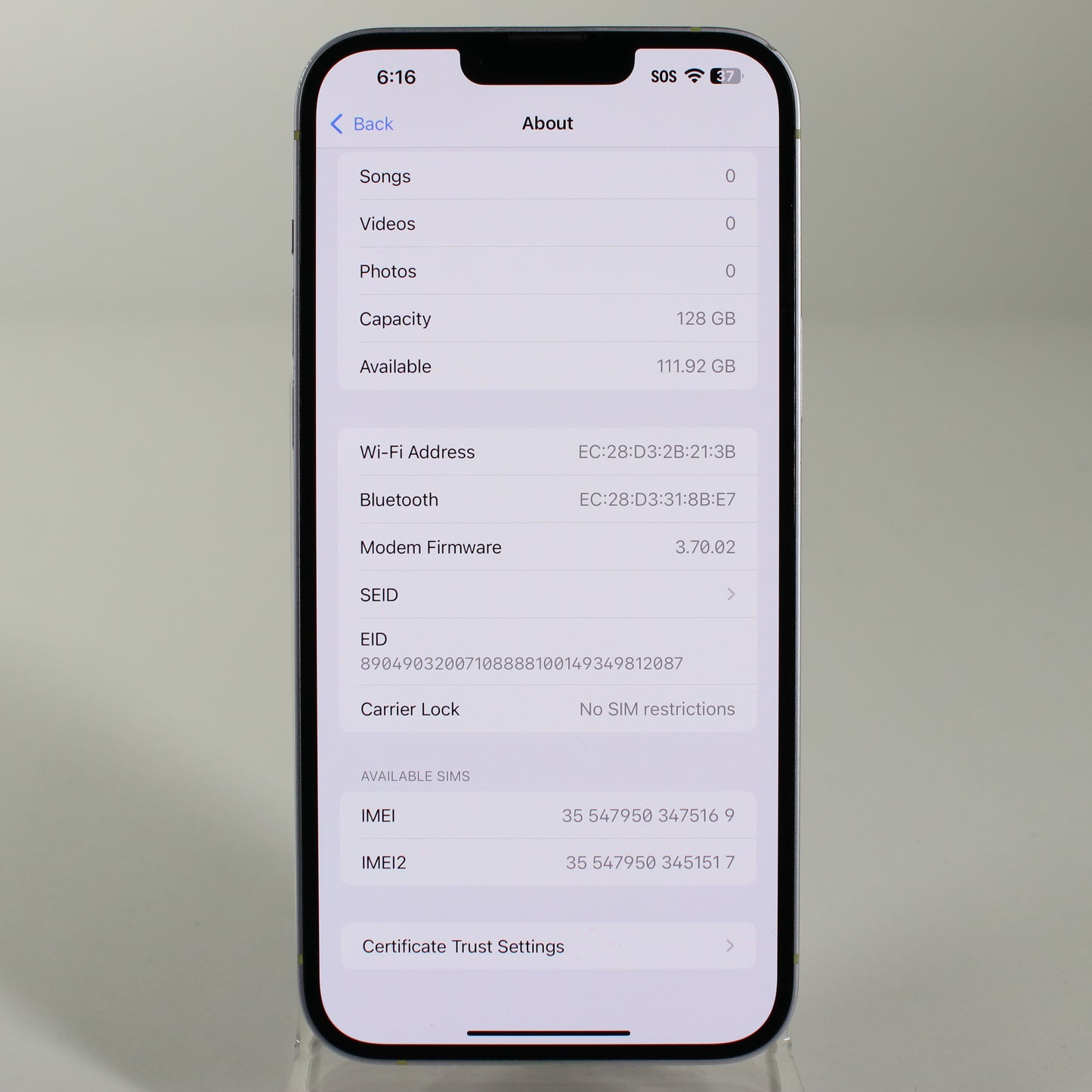 Unlocked Apple iPhone 14 Plus 128GB 18.2 Purple MQ3U3LL/A