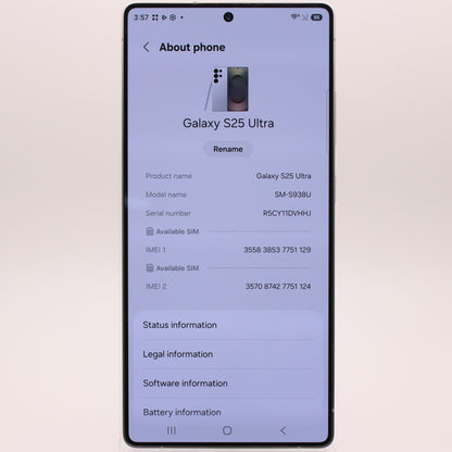 Unlocked Samsung Galaxy S25 Ultra 12GB RAM 256GB SM-S938U Whitesilver