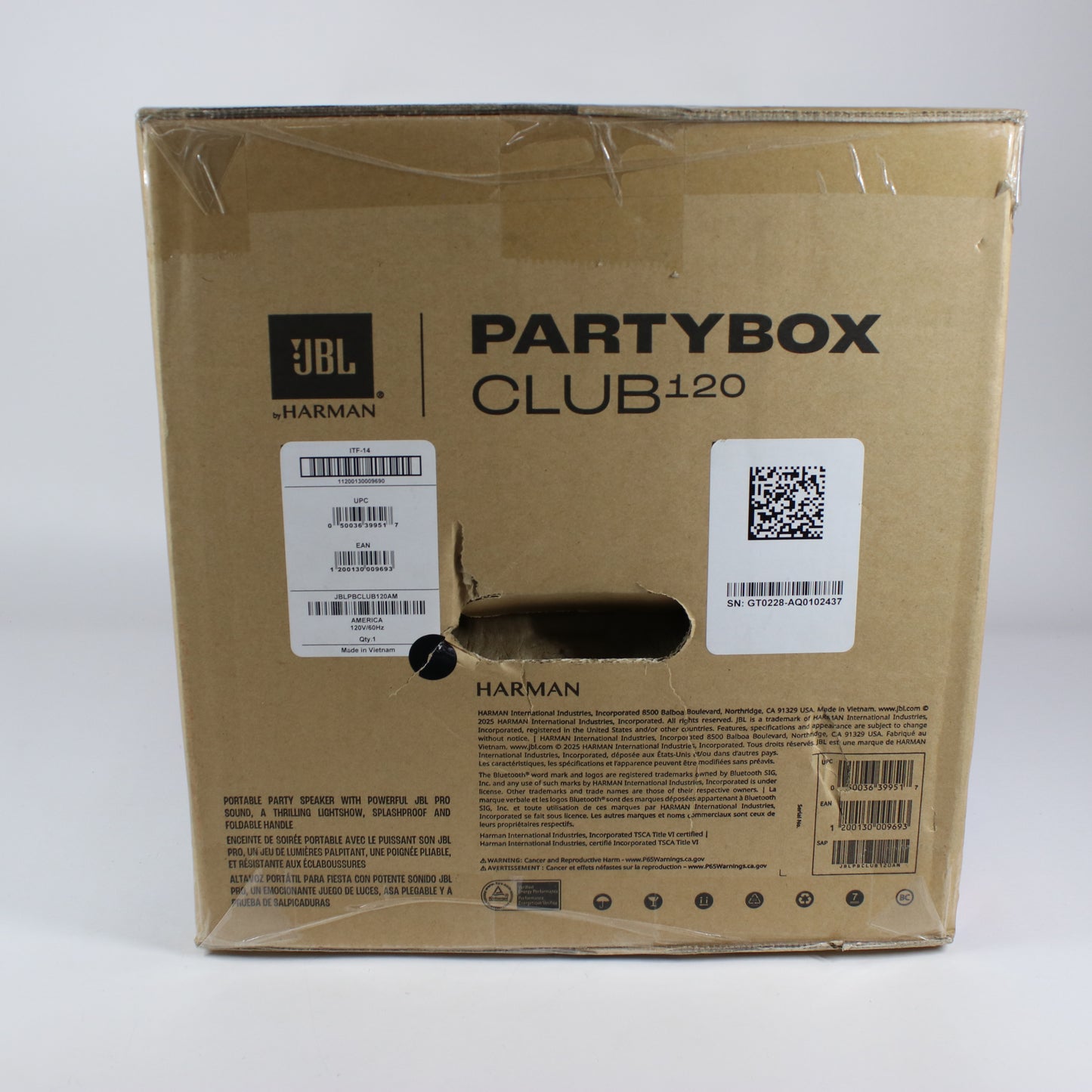 New JBL PartyBox Club 120 Portable Party Speaker Black PARTYBOX120