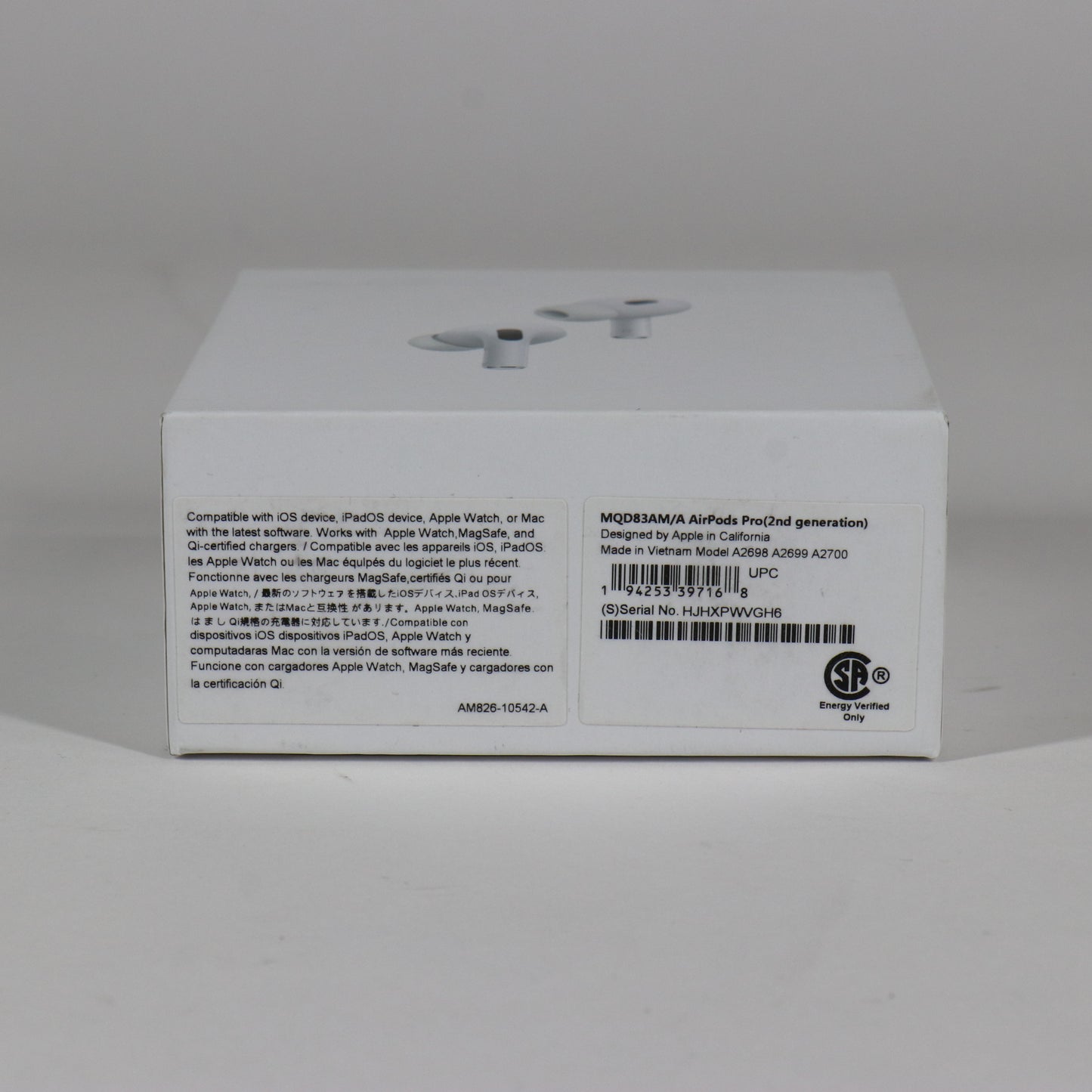 New Apple AirPods Pro 2nd Gen with MagSafe Charging Case MQD83AM/A