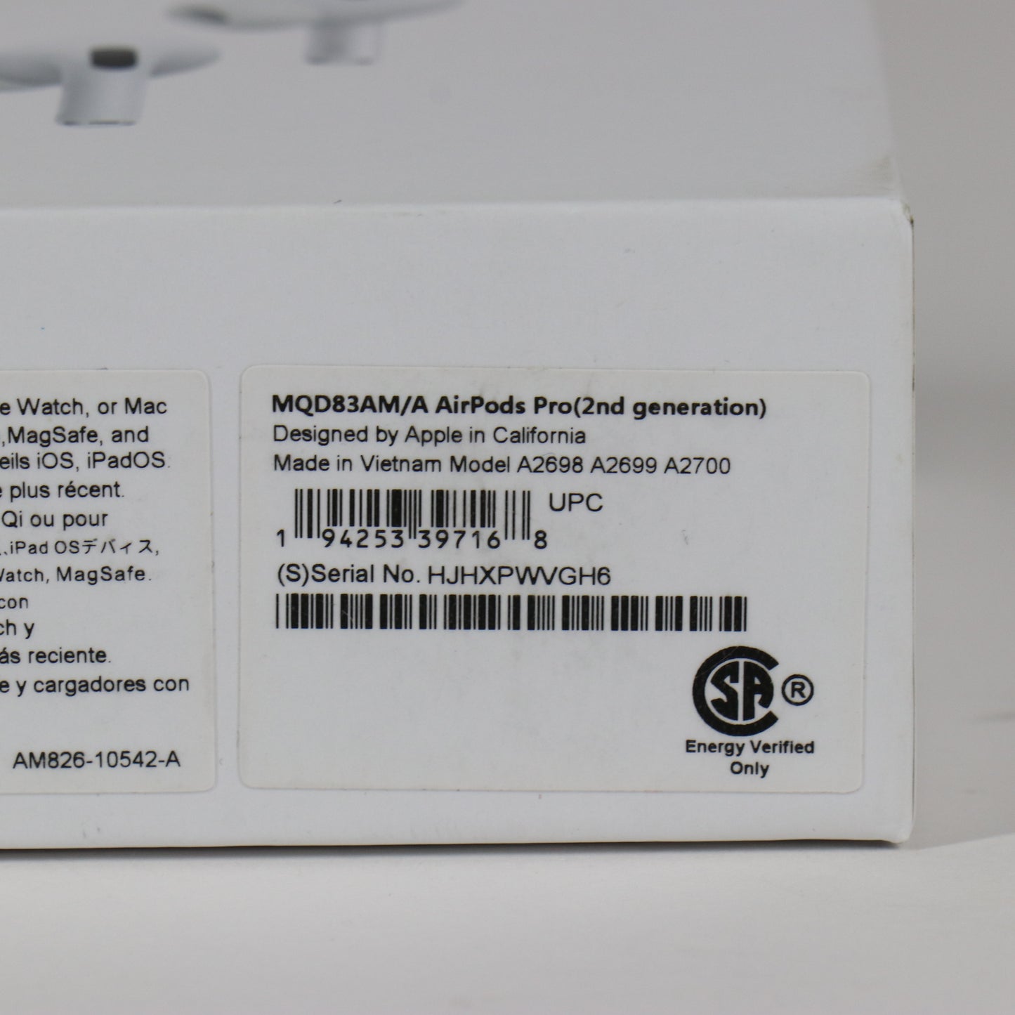 New Apple AirPods Pro 2nd Gen with MagSafe Charging Case MQD83AM/A