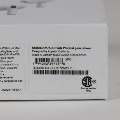 New Apple AirPods Pro 2nd Gen with MagSafe Charging Case MQD83AM/A