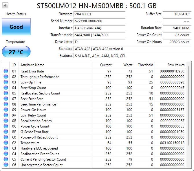 Samsung 2.5" ST500LM012 500GB SATA III 6Gbps HDD HN-M500MBB